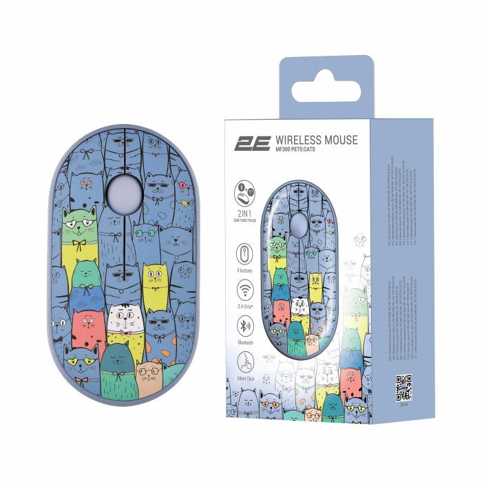 Мышка 2E MF300 PETSCATS Silent Wireless/Bluetooth Blue (2E-MF300WPETSBL) изображение 7