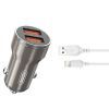 Зарядное устройство XO CC48 + cable Lightning Smart Metal 2USB, 2.4A Grey (XO-CC48i-GR)