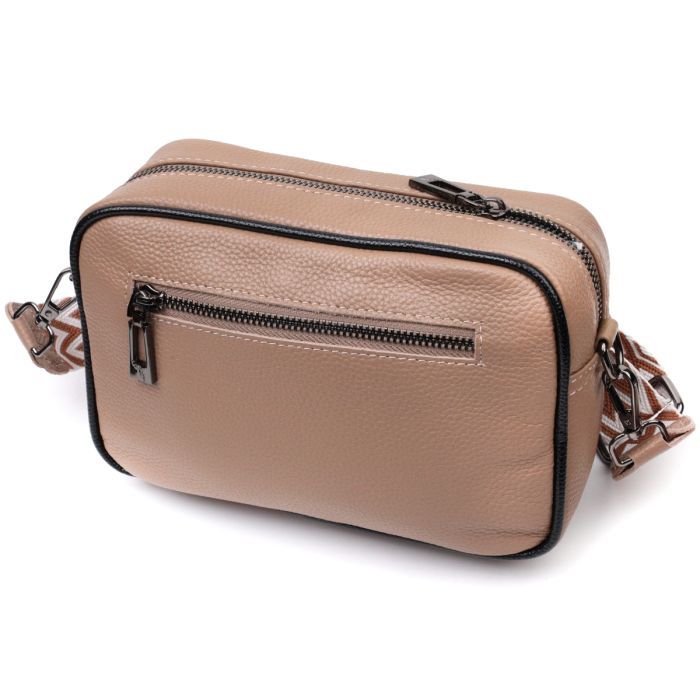 Сумка Vintage Кожаная женская с переплетами Бежевая (22409) изображение 2