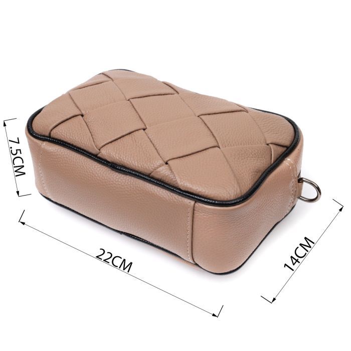 Сумка Vintage Кожаная женская с переплетами Бежевая (22409) изображение 3