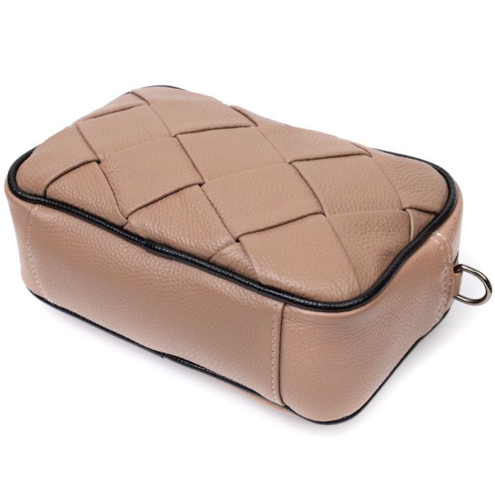 Сумка Vintage Кожаная женская с переплетами Бежевая (22409) изображение 5