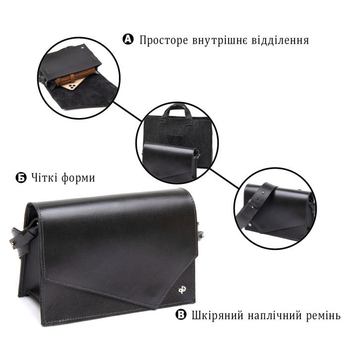 Сумка Grande Pelle Из натуральной кожи Черная (11434) изображение 4