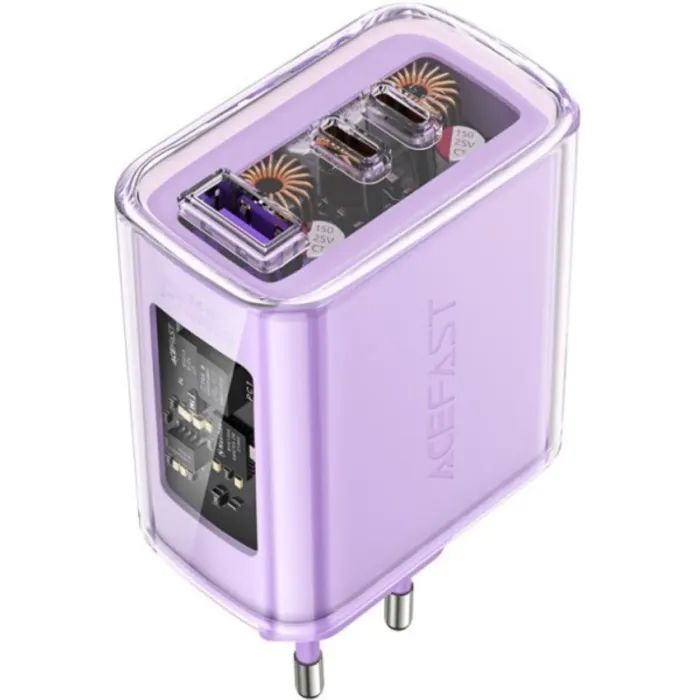 Зарядное устройство Acefast 3xUSB 65W (2xUSB-C+USB-A) Gan A45 Fast Charger Purple alfalfa (6974316282075) изображение 2