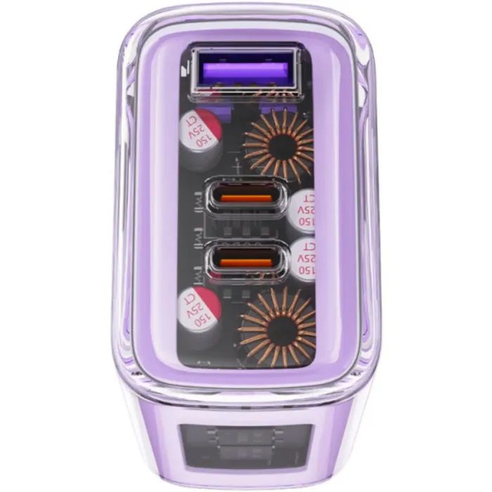 Зарядное устройство Acefast 3xUSB 65W (2xUSB-C+USB-A) Gan A45 Fast Charger Purple alfalfa (6974316282075) изображение 3