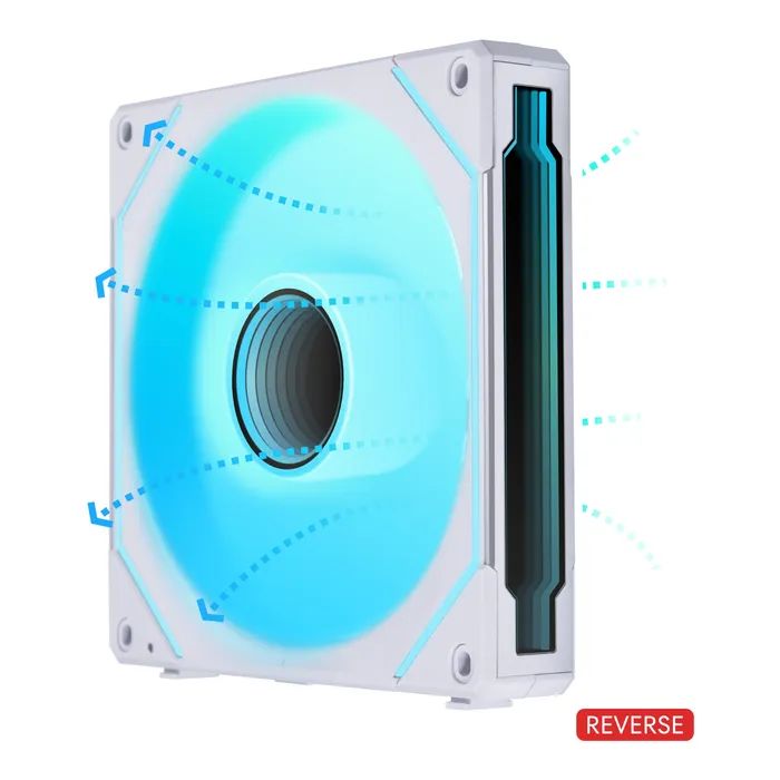 Кулер для корпуса Lian Li Reverse SL-INF 140mm, Single, white (G99.14RSLIN1W.00) изображение 10
