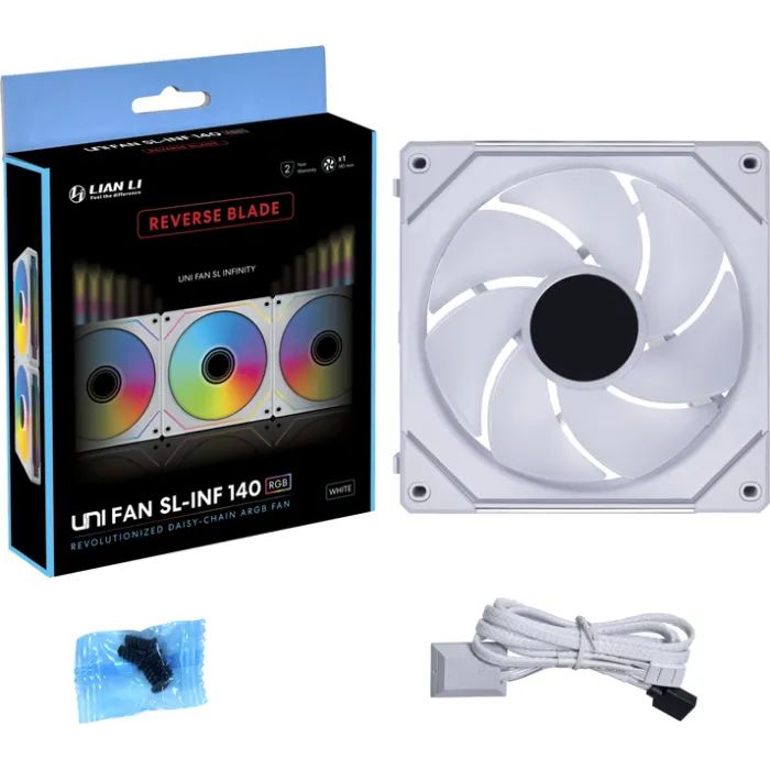 Кулер для корпуса Lian Li Reverse SL-INF 140mm, Single, white (G99.14RSLIN1W.00) изображение 11