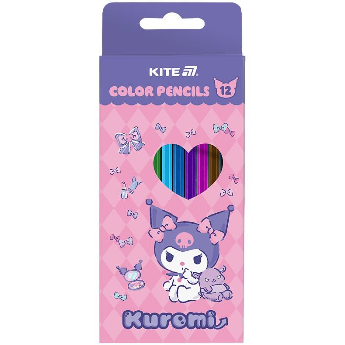 Карандаши цветные Kite Kuromi тригранні, 12 кольорів (HK25-053)