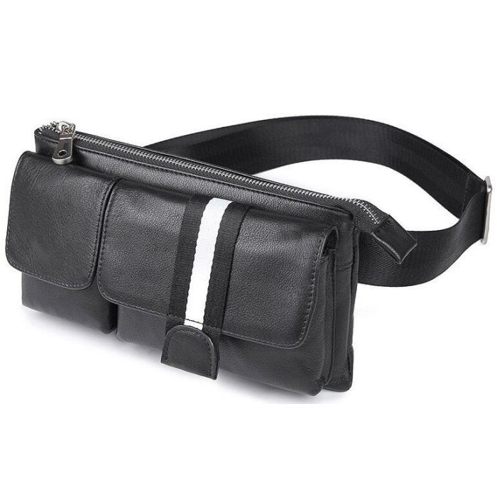 Сумка Vintage Поясная кожаная Черная (14953) изображение 2