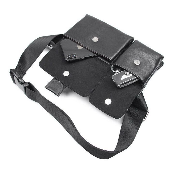 Сумка Vintage Поясная кожаная Черная (14953) изображение 6