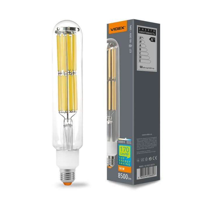 Лампочка Videx LED Filament T52F 50W E27 5000K (VL-T52F-50275) изображение 3