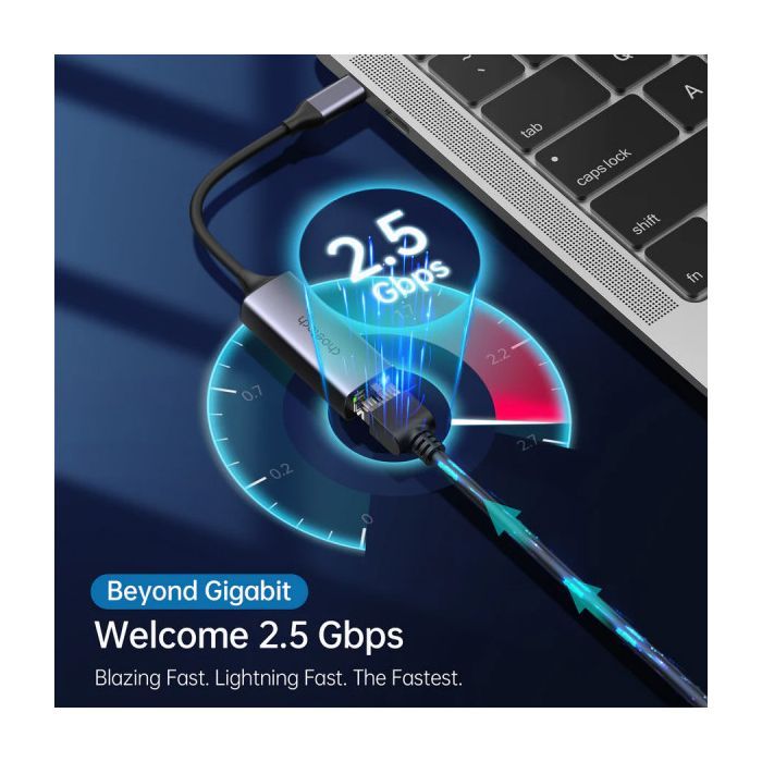Адаптер USB-C to Ethernet RJ45 2.5Gbps 0,1m USB3.1 Choetech (HUB-R02-GY-V1) изображение 4