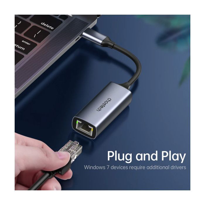 Адаптер USB-C to Ethernet RJ45 2.5Gbps 0,1m USB3.1 Choetech (HUB-R02-GY-V1) изображение 5