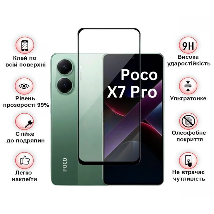 Скло захисне BeCover Poco X7 Pro Black (713415) зображення 3