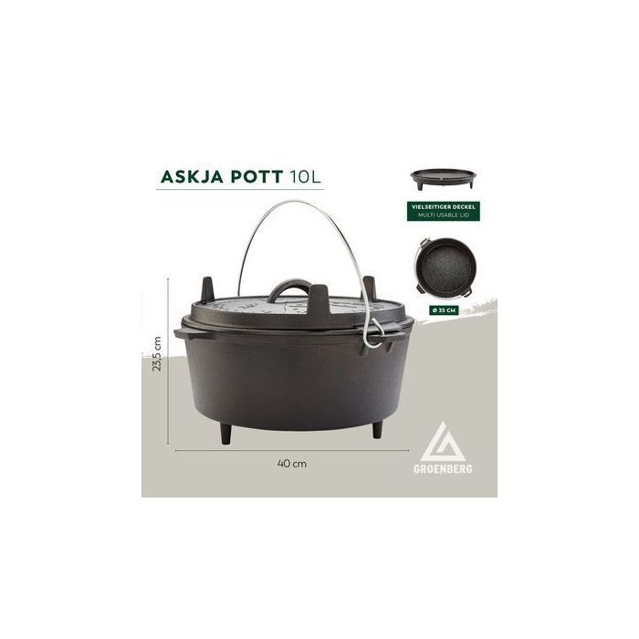 Котел туристический Groenberg Askja Pot 33 cm / 10 L Black (266018) (DAS303245) изображение 7