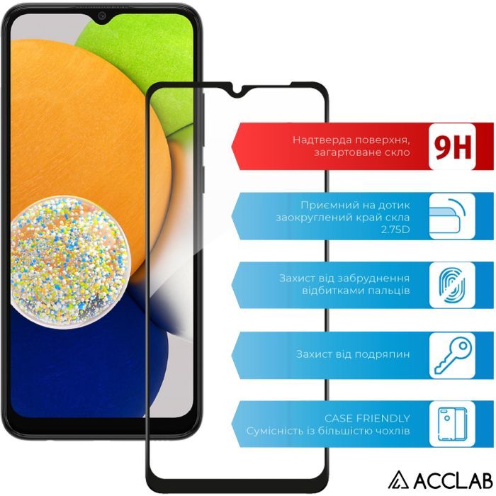Скло захисне ACCLAB Full Glue Samsung A03 Black (1283126521621) зображення 3