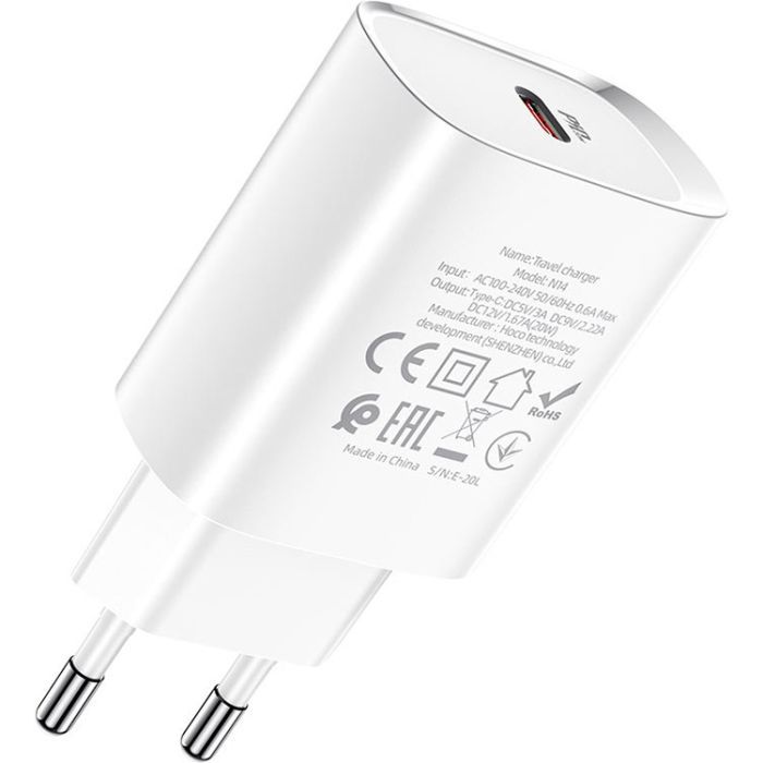 Зарядний пристрій HOCO N14 Smart Charging USB-C PD20W White (6931474745026) зображення 4