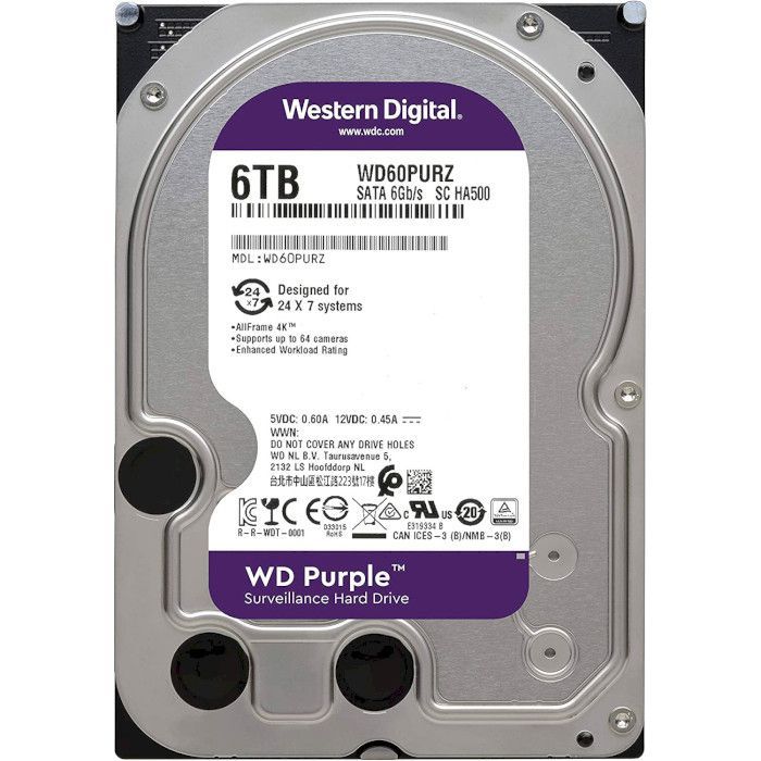 Жесткий диск 3.5" 6TB WD (# WD64PURZ-FR #)