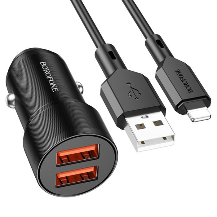 Зарядное устройство BOROFONE BZ19A 2xUSB + cable Micro 5P 1.0m Black (BZ19A/MB)