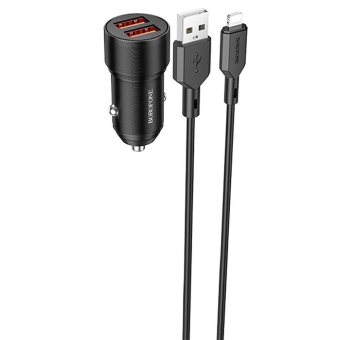 Зарядное устройство BOROFONE BZ19A 2xUSB + cable Micro 5P 1.0m Black (BZ19A/MB) изображение 3