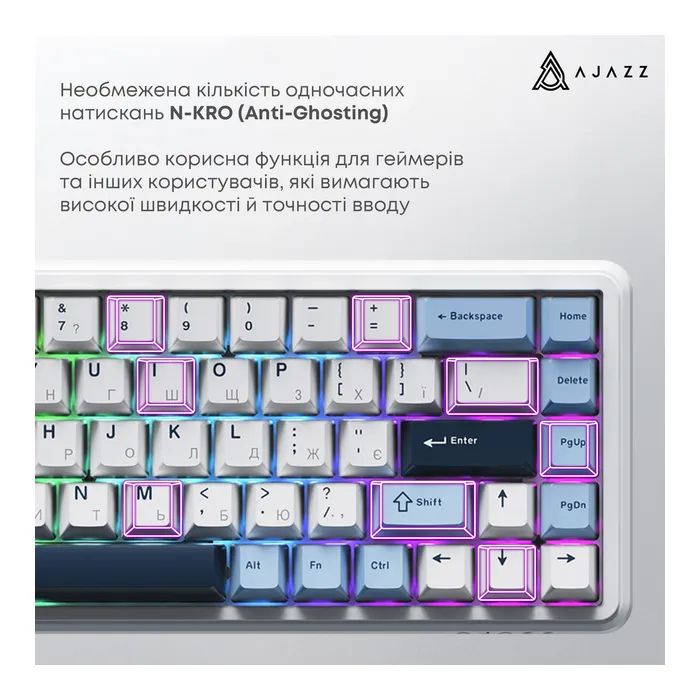 Клавиатура Ajazz AK680 MAX (8+8K) Magnetic Switch RGB Wireless/Bluetooth/USB Black (AK680-M-BGY-A) изображение 8 Клавиатура Ajazz AK680 MAX (8+8K) Magnetic Switch RGB Wireless/Bluetooth/USB Black (AK680-M-BGY-A) изображение 8