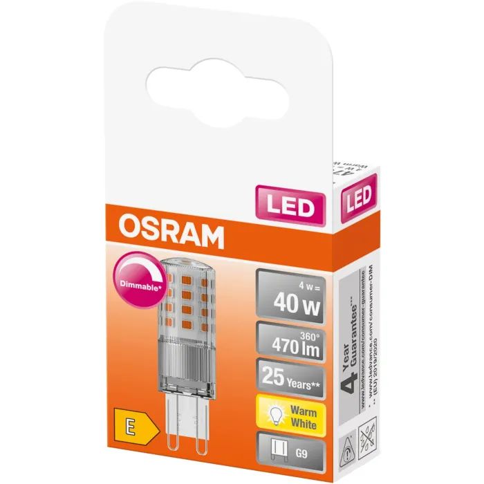 Лампочка Osram LED PIN40 DIM CL 4,4W/827_230V G9 (4058075432246) изображение 3