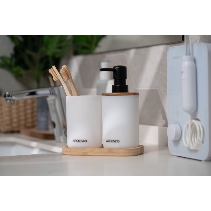 Набор для ванной комнаты Ardesto Minimalism 3 предмета Белый 360 мл (ARHB3110WB) изображение 4