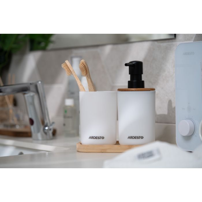 Набор для ванной комнаты Ardesto Minimalism 3 предмета Белый 360 мл (ARHB3110WB) изображение 5