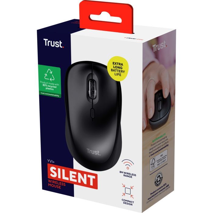 Мишка Trust Yvi+ Silent Wireless/Bluetooth Glossy Black (25512) зображення 5 Мишка Trust Yvi+ Silent Wireless/Bluetooth Glossy Black (25512) зображення 5