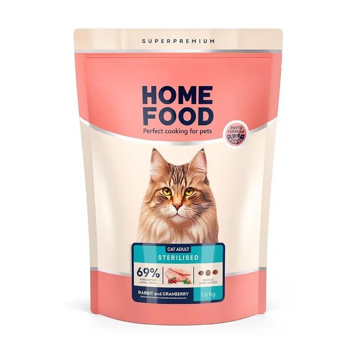 Сухий корм для кішок Home Food For sterilised з кроликом та журавлиною 200 г (4820290090156)