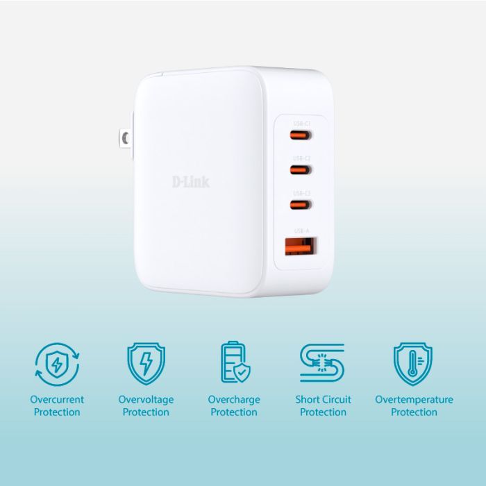 Зарядное устройство D-Link 3xUSB-C + 1xUSB-A 100W GaN white (DCP-101) изображение 3