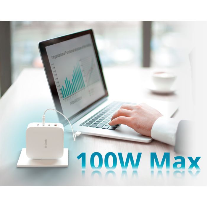 Зарядное устройство D-Link 3xUSB-C + 1xUSB-A 100W GaN white (DCP-101) изображение 8