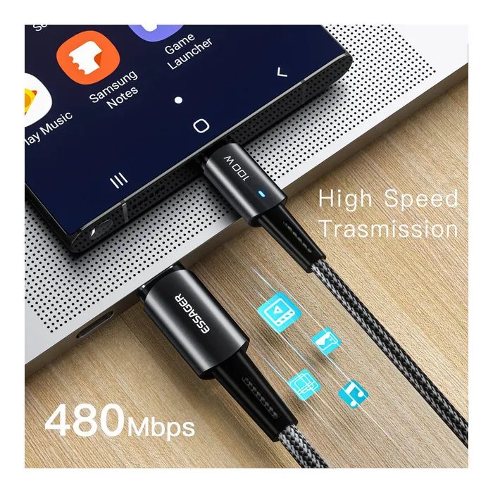 Дата кабель USB-C to USB-C 1.0m 100W black Essager (EXCTT1-CG01) изображение 4