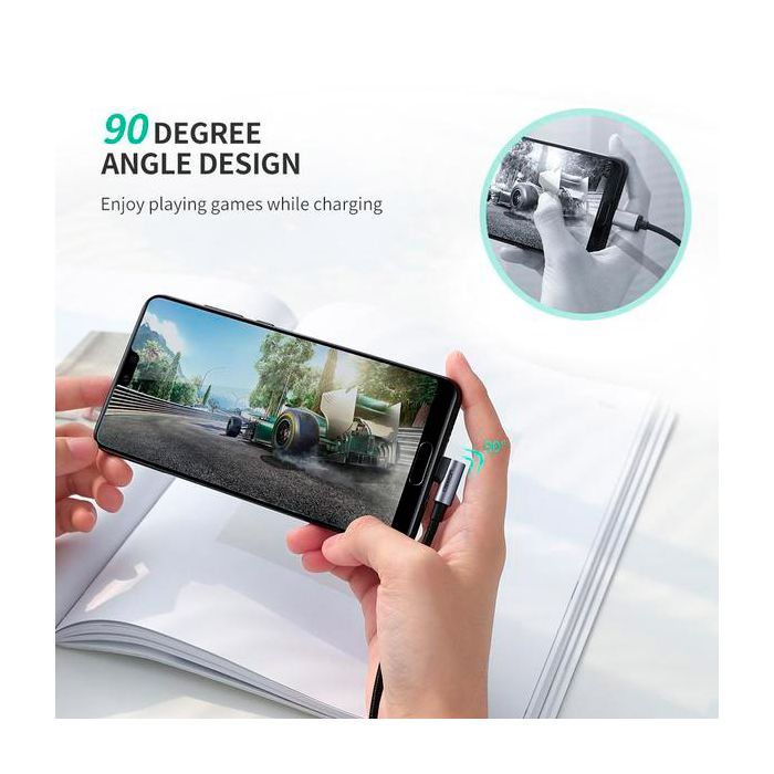Дата кабель USB 2.0 AM to USB-C 0.5m 3A US284 90° corner black Ugreen (50940) зображення 2
