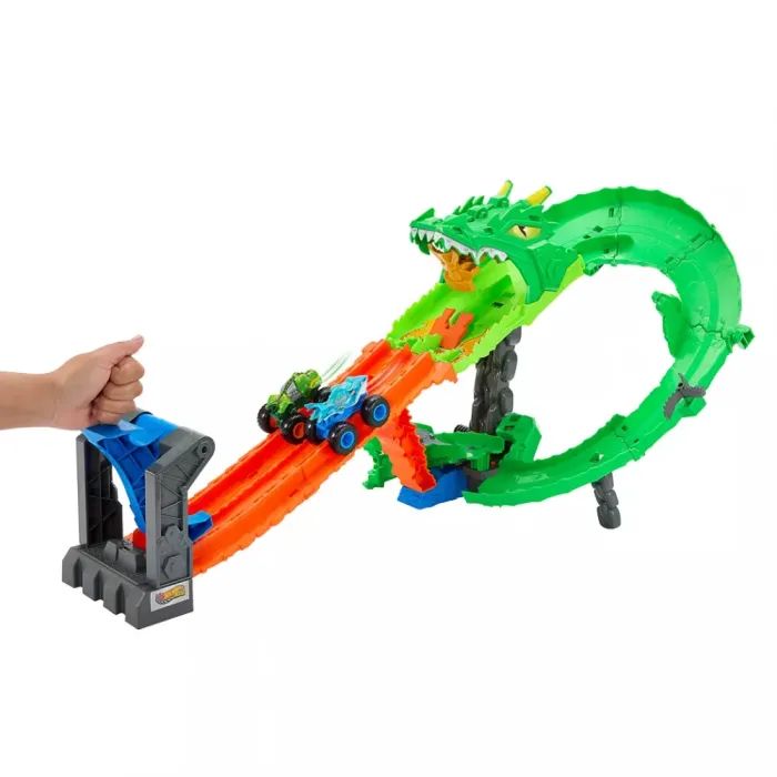 Автотрек Hot Wheels Атака огненного дракона Monster Trucks (JFR06) изображение 3