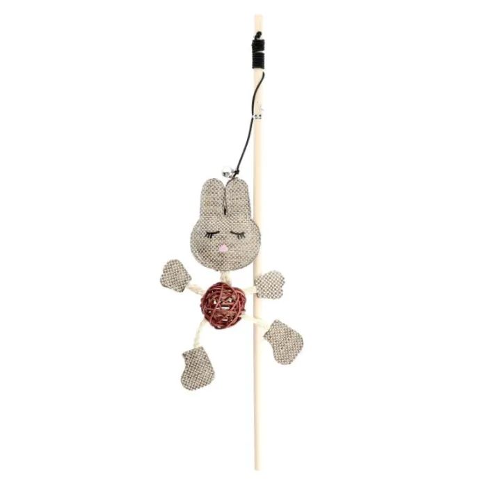 Игрушка для кошек Hippie Pet Удочка с кроликом коричневая 40 см (HIPCW2303010-2)