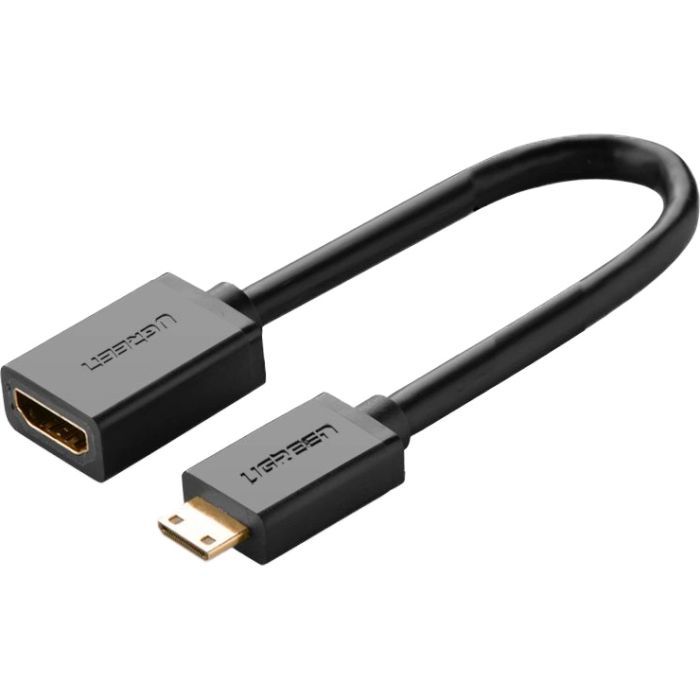 Переходник Mini HDMI M to HDMI F 0.22m black Ugreen (20137)