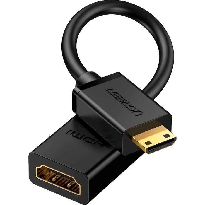 Переходник Mini HDMI M to HDMI F 0.22m black Ugreen (20137) изображение 2