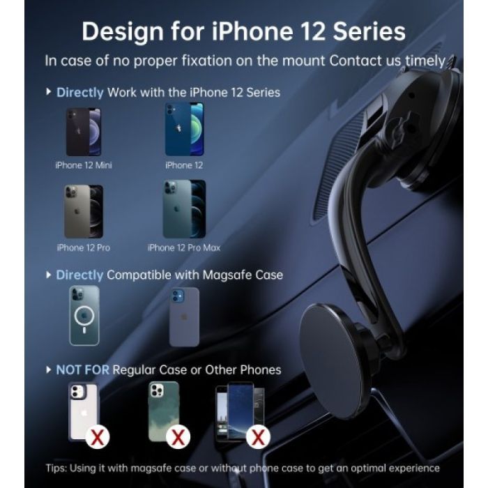 Универсальный автодержатель Choetech с магнитным креплением на стекло или торпеду (AT0005-BK) изображение 5