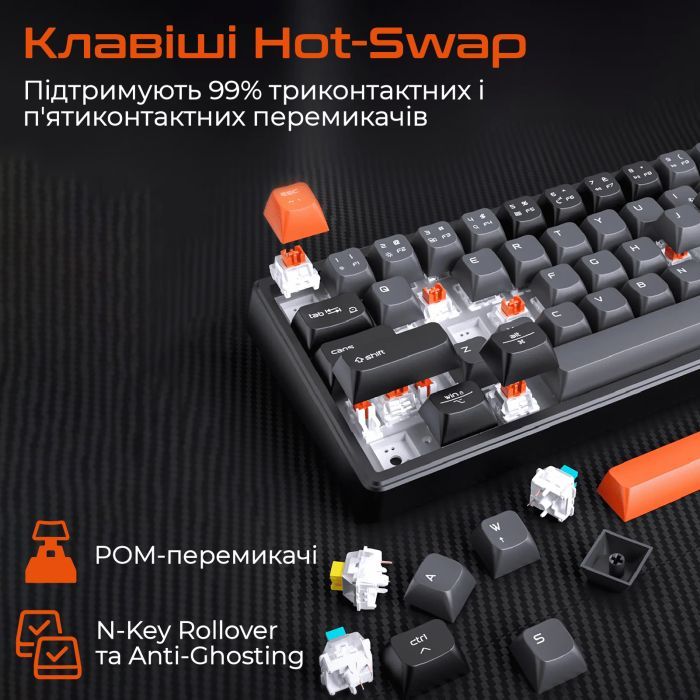 Клавиатура Meetion MK14 Bluetooth/USB Type-C Black (MT-MK14-A-RUA) изображение 7