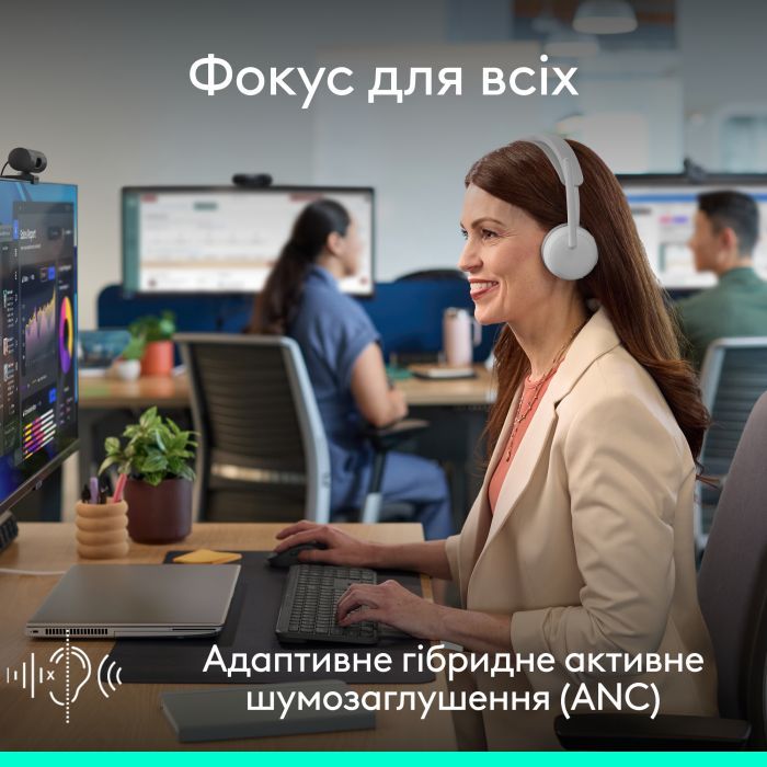 Навушники Logitech Zone Wireless 2 ES for Business Off-White (981-001520) зображення 8