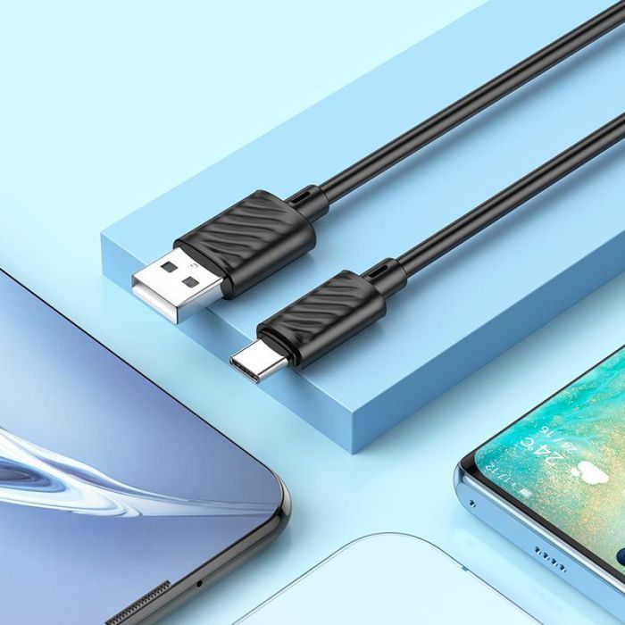 Дата кабель USB 2.0 AM to USB-C 1.0m 3A black HOCO (HC-X88-TC-BK) зображення 3