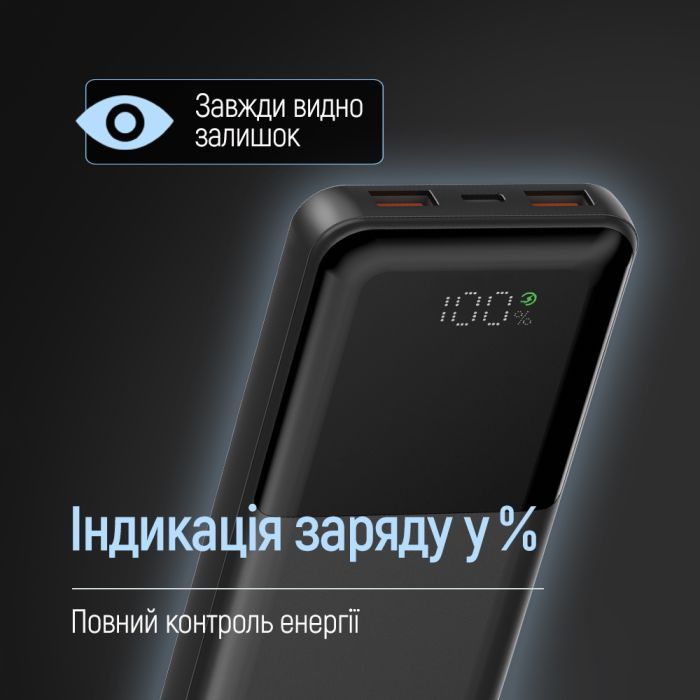 Батарея універсальна ColorWay 10 000 mAh PD/22.5W, QC/3.0, LCD, Black (CW-PB100LPB3BK-PDD) зображення 10