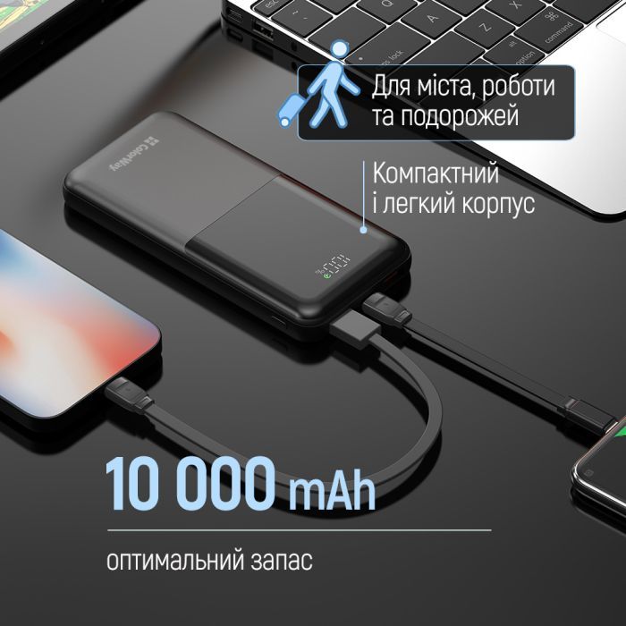 Батарея універсальна ColorWay 10 000 mAh PD/22.5W, QC/3.0, LCD, Black (CW-PB100LPB3BK-PDD) зображення 8