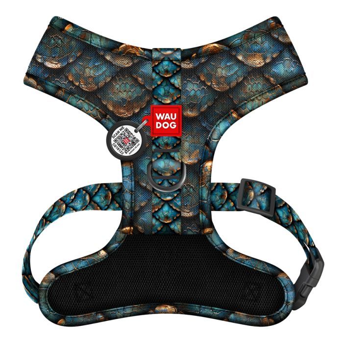 Шлея для собак WAUDOG Mesh дихаюча з QR адресником "Луска" L (235-0179)