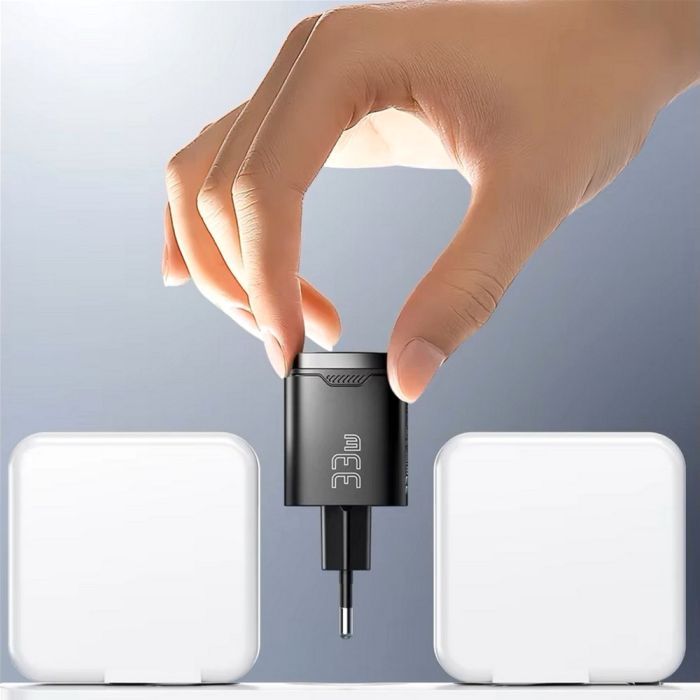 Зарядное устройство 1xUSB-C + 1xUSB 33W GaN black Essager (ECT33W-GMB01-Z) изображение 8