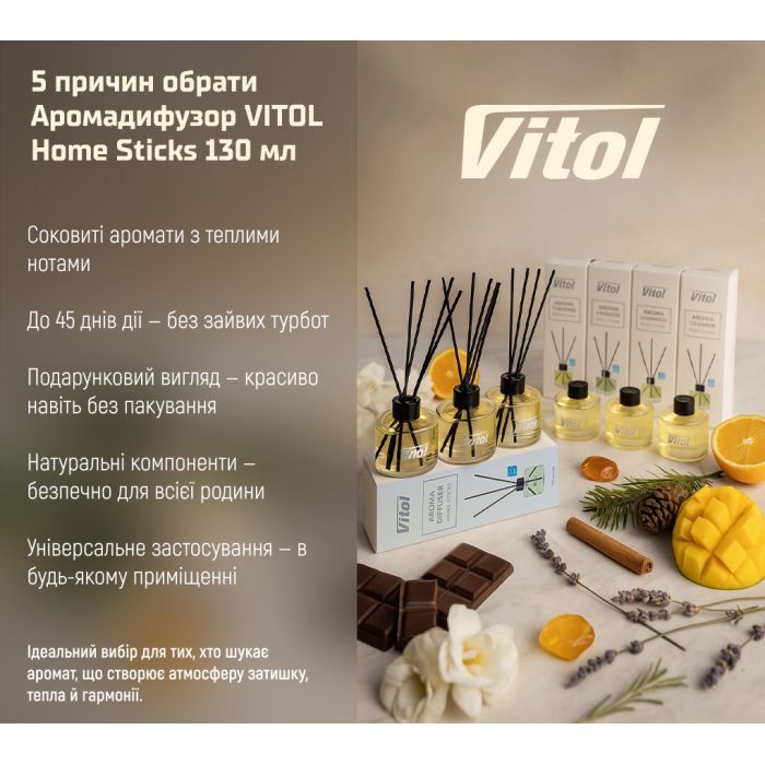 Ароматизатор для автомобіля VITOL Home Sticks Winter Plum 130 мл (VHS06) зображення 12