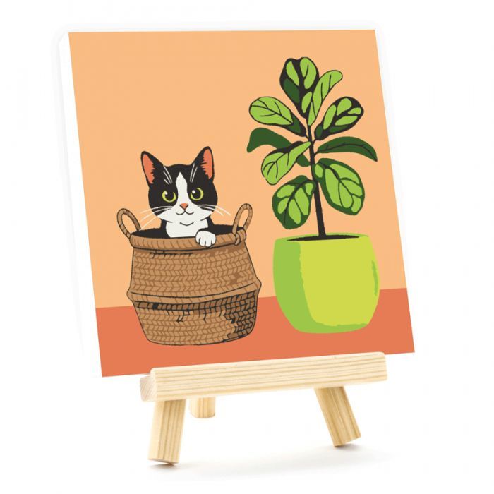 Картина по номерам Rosa Кошеня у вазоні, 15х15см, з мольбертом (4823098548584) изображение 2