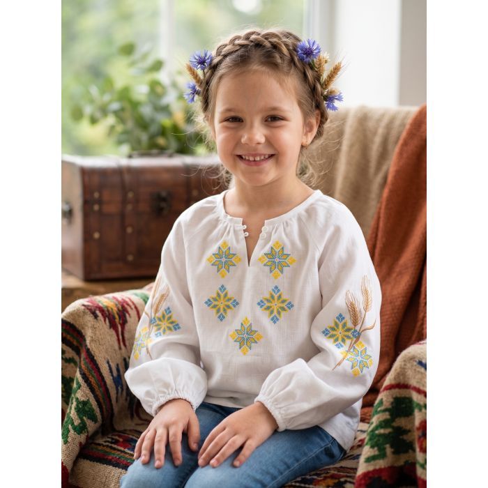 Рубашка детская Brilliant с вишивкой Flower (24110-122G-cream) изображение 6