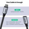 Дата кабель Ugreen USB-C M/F 1.0m 5A 10Gbps USB 3.1 black (30205) изображение 10