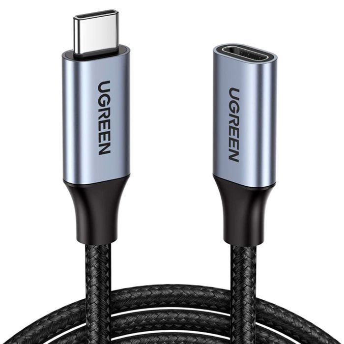 Дата кабель Ugreen USB-C M/F 1.0m 5A 10Gbps USB 3.1 black (30205)